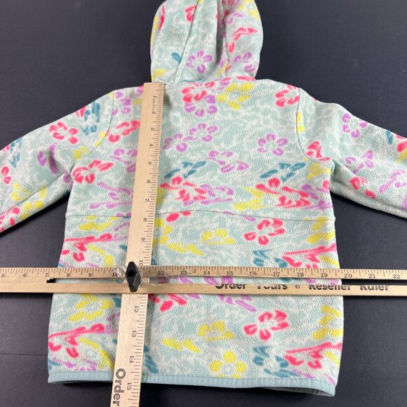 The North Face Sweatshirt Kids Girls 4 Green Floral Faded Fleece Full Zip Hoodie - Picture 12 of 15